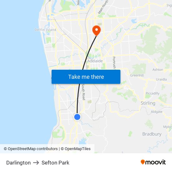 Darlington to Sefton Park map