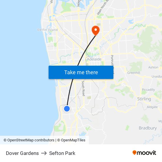 Dover Gardens to Sefton Park map