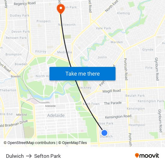 Dulwich to Sefton Park map