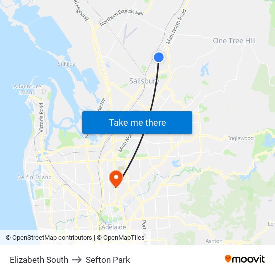 Elizabeth South to Sefton Park map