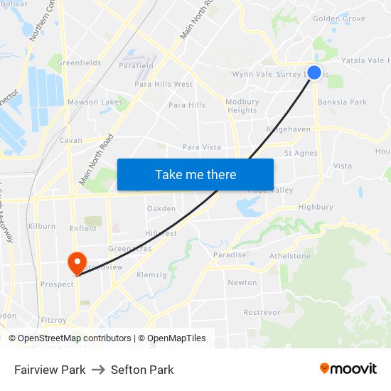 Fairview Park to Sefton Park map