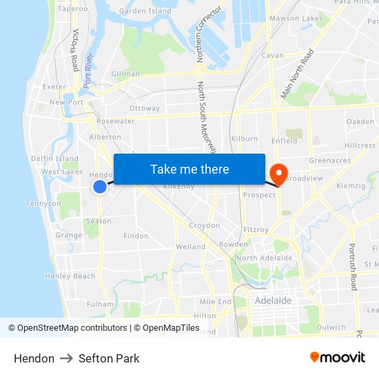 Hendon to Sefton Park map