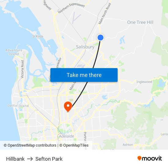 Hillbank to Sefton Park map