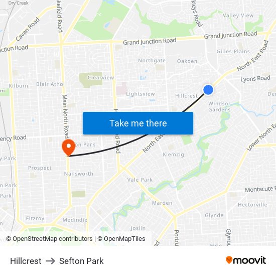 Hillcrest to Sefton Park map