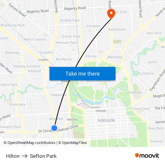 Hilton to Sefton Park map