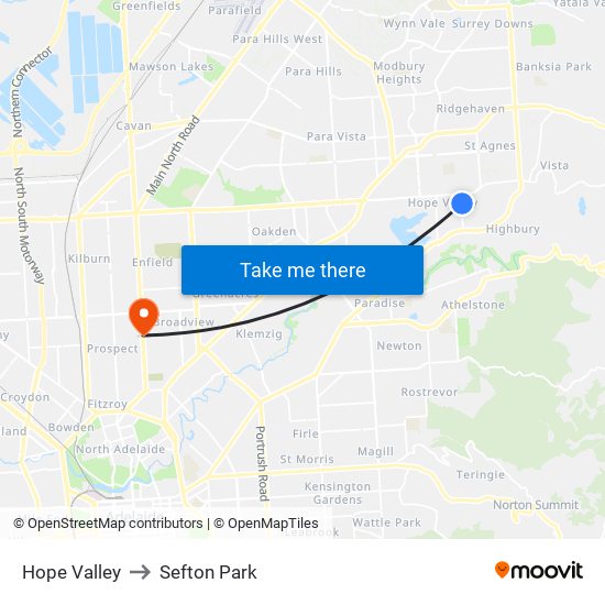 Hope Valley to Sefton Park map