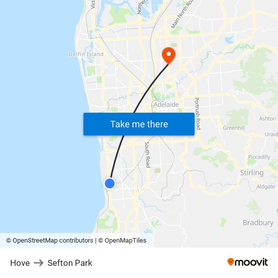 Hove to Sefton Park map