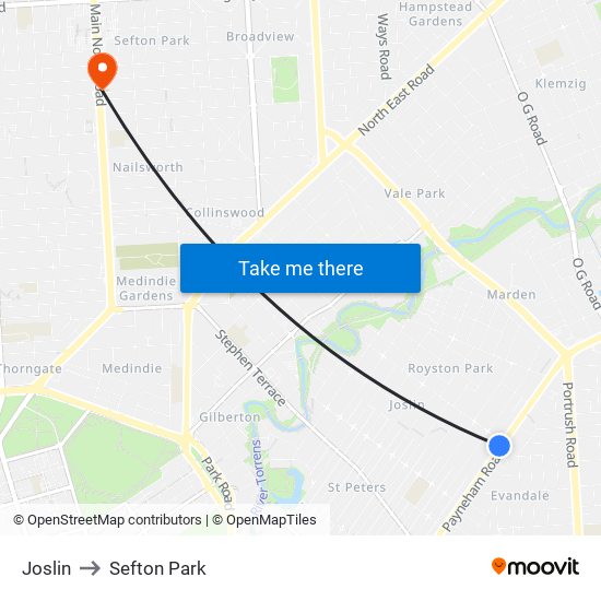 Joslin to Sefton Park map