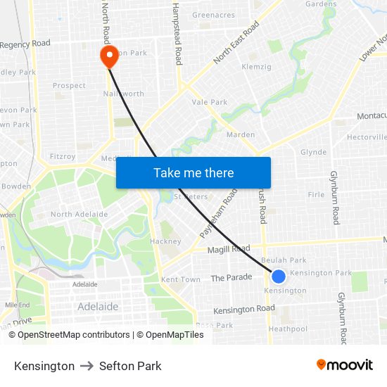 Kensington to Sefton Park map