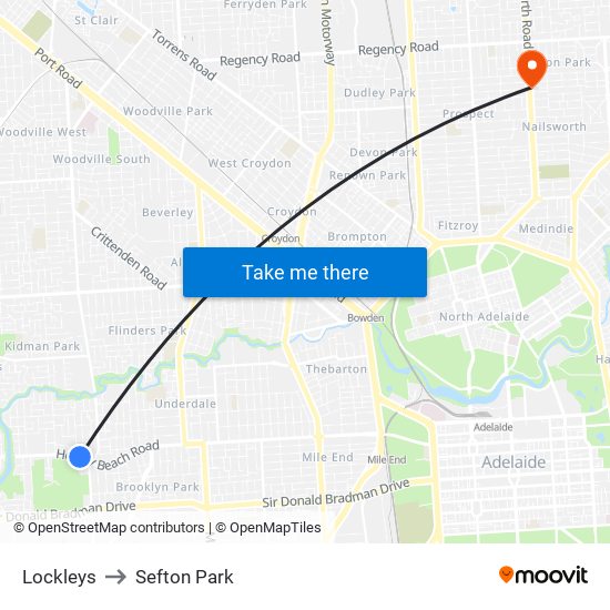 Lockleys to Sefton Park map