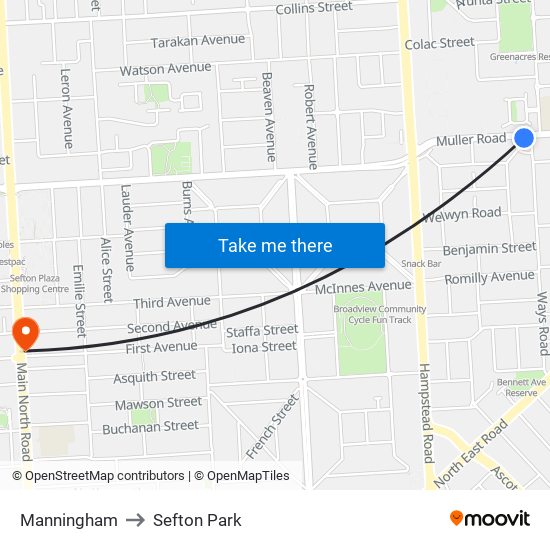 Manningham to Sefton Park map