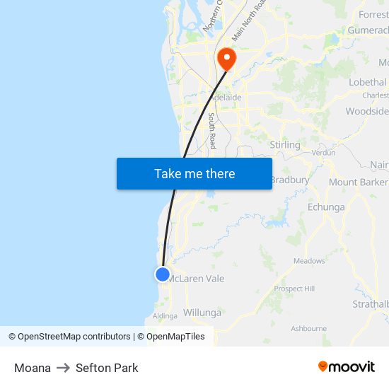 Moana to Sefton Park map