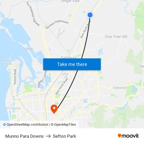 Munno Para Downs to Sefton Park map