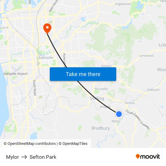 Mylor to Sefton Park map