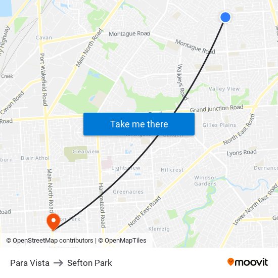 Para Vista to Sefton Park map
