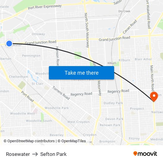 Rosewater to Sefton Park map