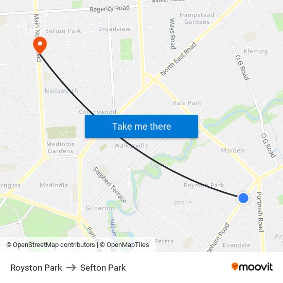 Royston Park to Sefton Park map