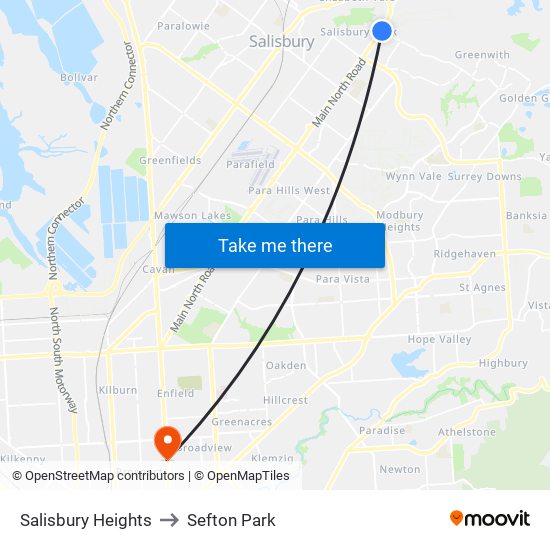 Salisbury Heights to Sefton Park map