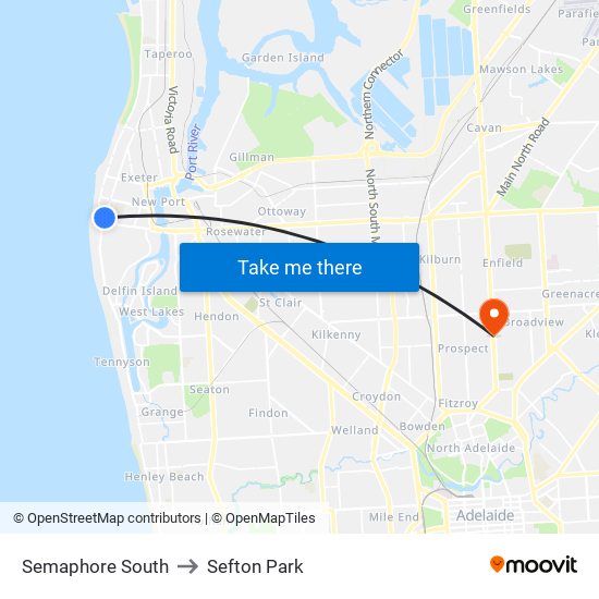 Semaphore South to Sefton Park map