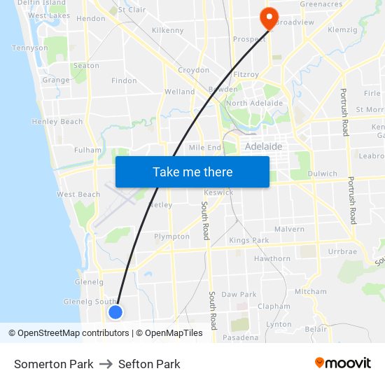 Somerton Park to Sefton Park map