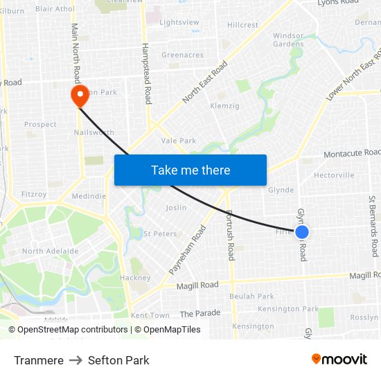 Tranmere to Sefton Park map