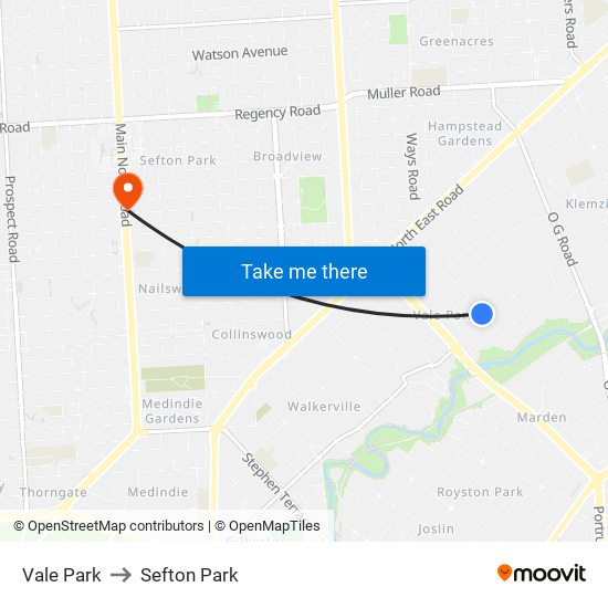 Vale Park to Sefton Park map