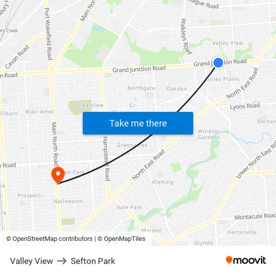 Valley View to Sefton Park map