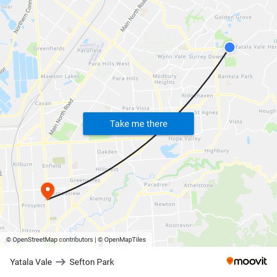 Yatala Vale to Sefton Park map