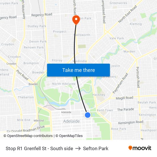 Stop R1 Grenfell St - South side to Sefton Park map