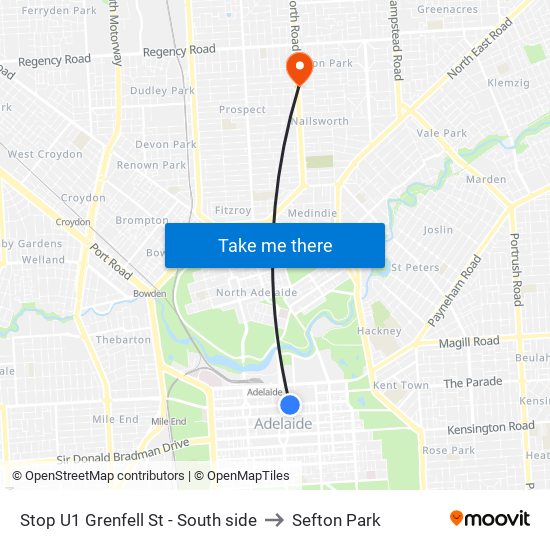 Stop U1 Grenfell St - South side to Sefton Park map