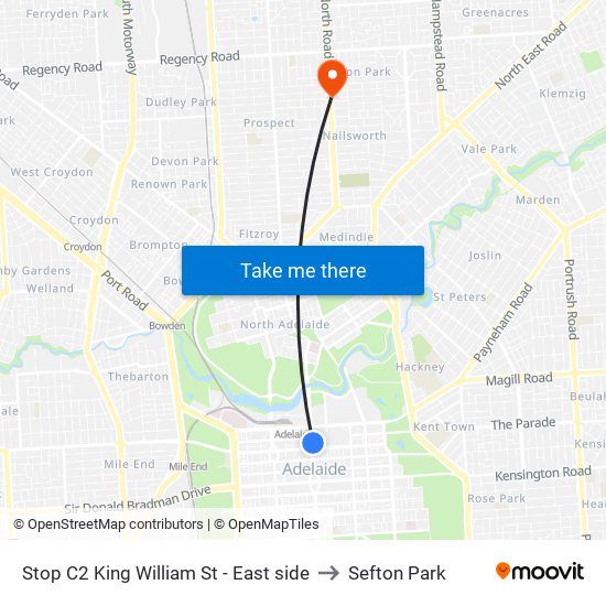 Stop C2 King William St - East side to Sefton Park map