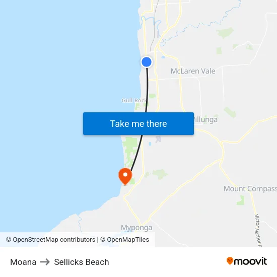 Moana to Sellicks Beach map