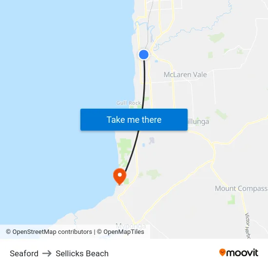 Seaford to Sellicks Beach map