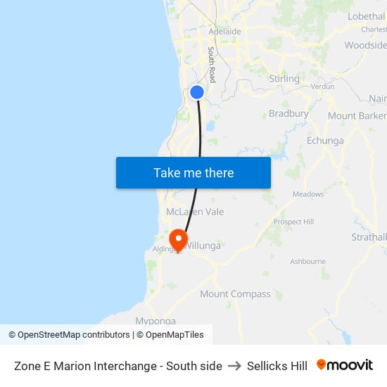 Zone E Marion Interchange - South side to Sellicks Hill map