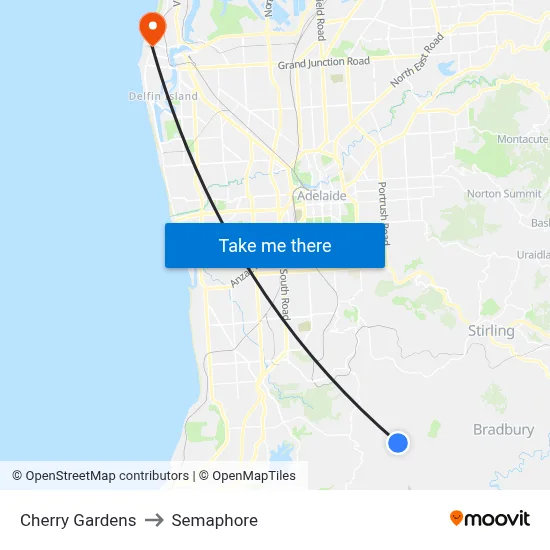 Cherry Gardens to Semaphore map