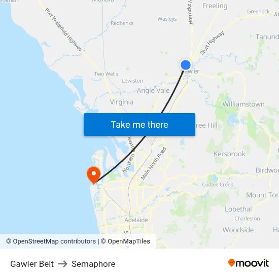 Gawler Belt to Semaphore map