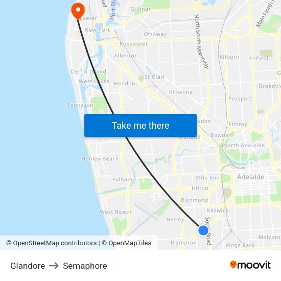 Glandore to Semaphore map