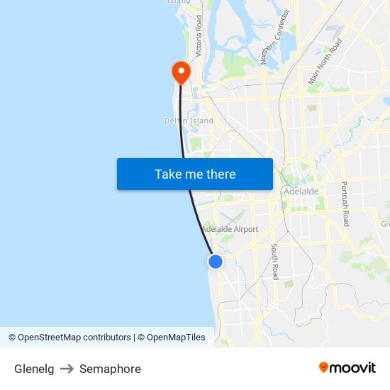 Glenelg to Semaphore map