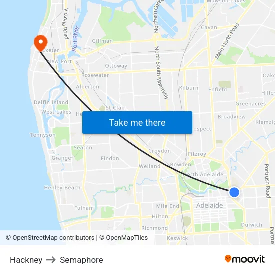 Hackney to Semaphore map