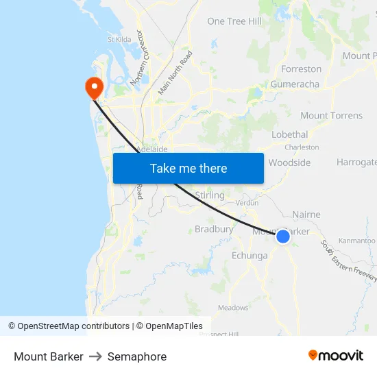 Mount Barker to Semaphore map