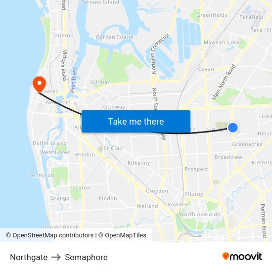 Northgate to Semaphore map