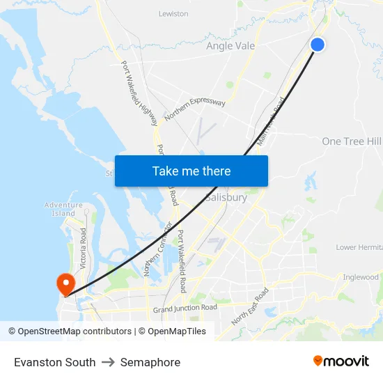 Evanston South to Semaphore map