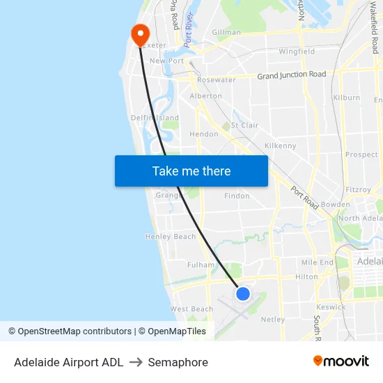 Adelaide Airport ADL to Semaphore map