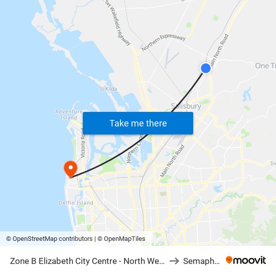 Zone B Elizabeth City Centre - North West side to Semaphore map