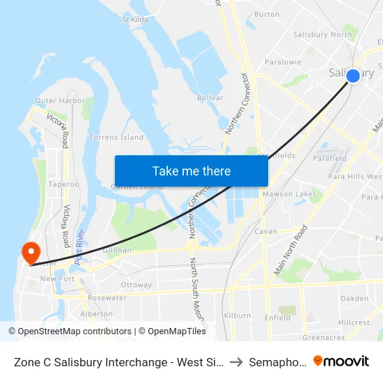 Zone C Salisbury Interchange - West Side to Semaphore map