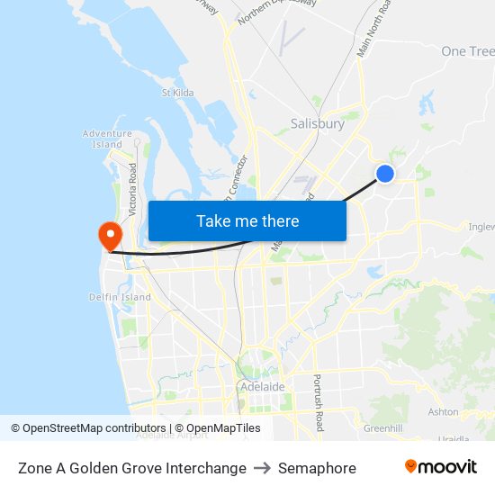 Zone A Golden Grove Interchange to Semaphore map