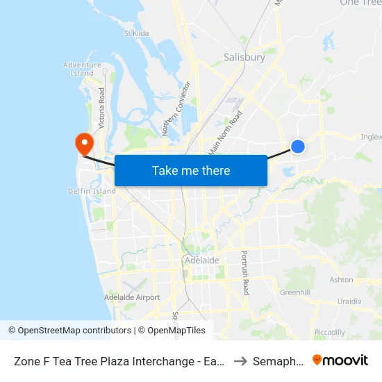 Zone F Tea Tree Plaza Interchange - East side to Semaphore map