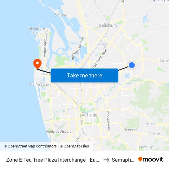 Zone E Tea Tree Plaza Interchange - East side to Semaphore map