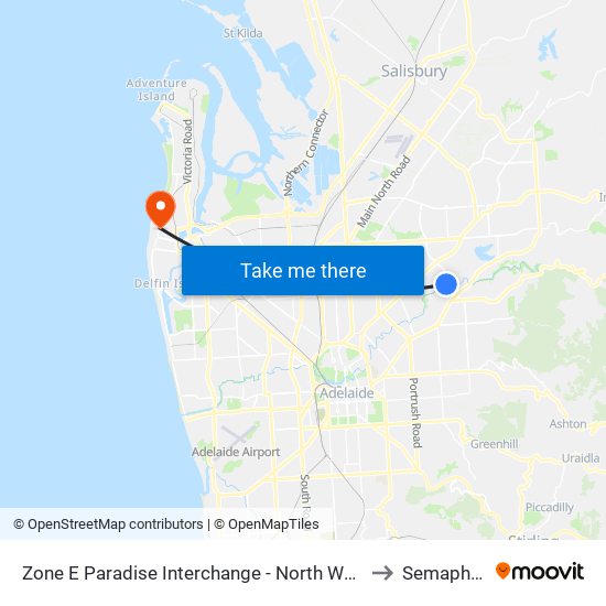 Zone E Paradise Interchange - North West side to Semaphore map