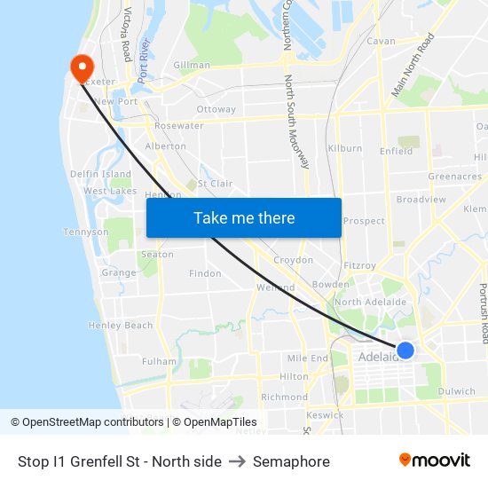 Stop I1 Grenfell St - North side to Semaphore map